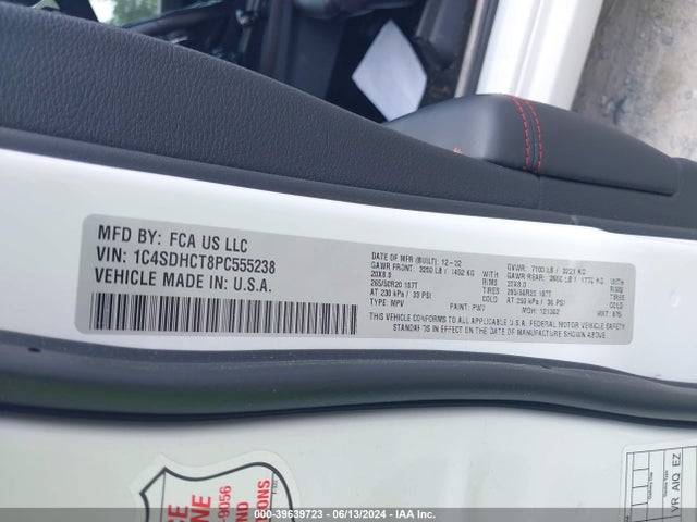 Dodge Durango R/t Plus Rwd 2023 1C4SDHCT8PC555238 Image 9