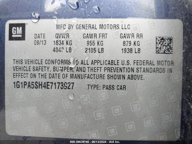 Chevrolet Cruze Ls Auto 2014 1G1PA5SH4E7173927 Image 9