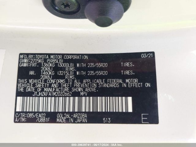 JTJHZKFA1M2032662 Lexus Rx 350l