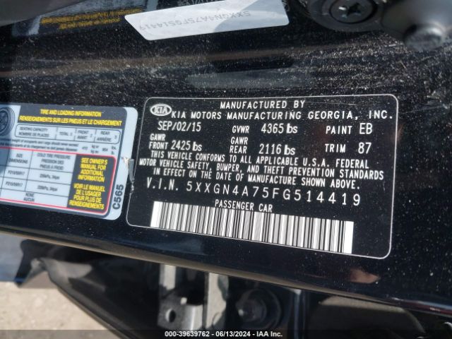 5XXGN4A75FG514419 KIA OPTIMA EX