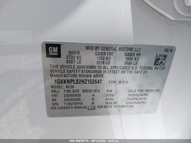 1GKKNPLS2HZ152647 GMC Acadia Denali