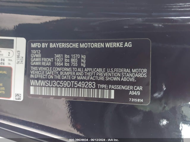 2013 MINI HARDTOP WMWSU3C59DT549283 Photo 8