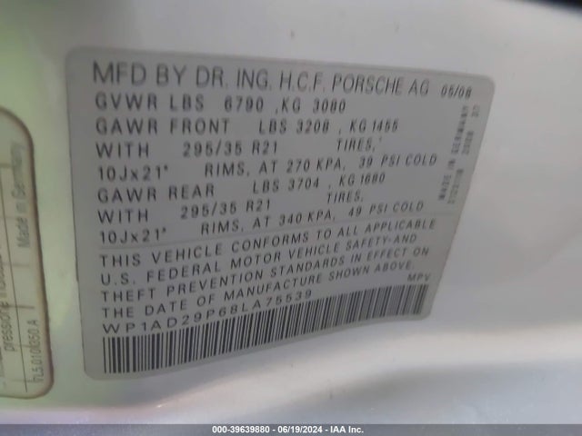 2008 PORSCHE CAYENNE WP1AD29P68LA75539 Photo 8