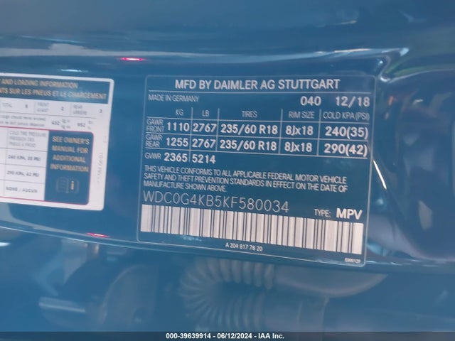 WDC0G4KB5KF580034 Mercedes-Benz Glc 300 4matic