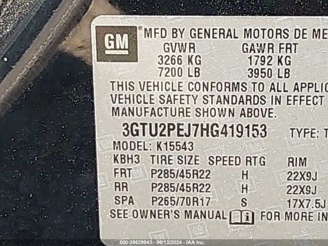 GMC Sierra 1500 Denali 2017 3GTU2PEJ7HG419153 Image 9