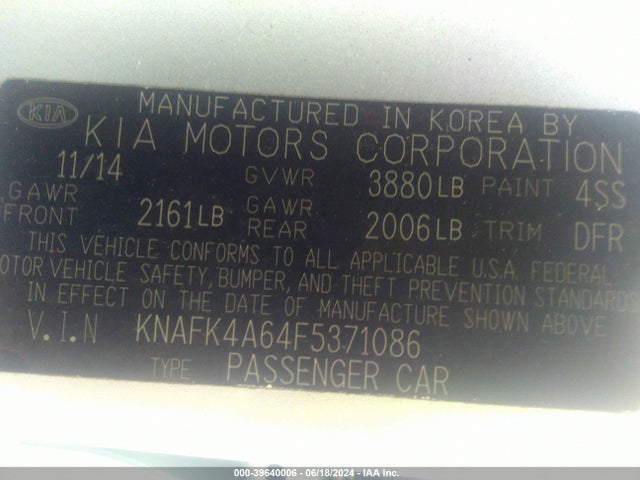 KIA FORTE LX 2015 KNAFK4A64F5371086 Image 9