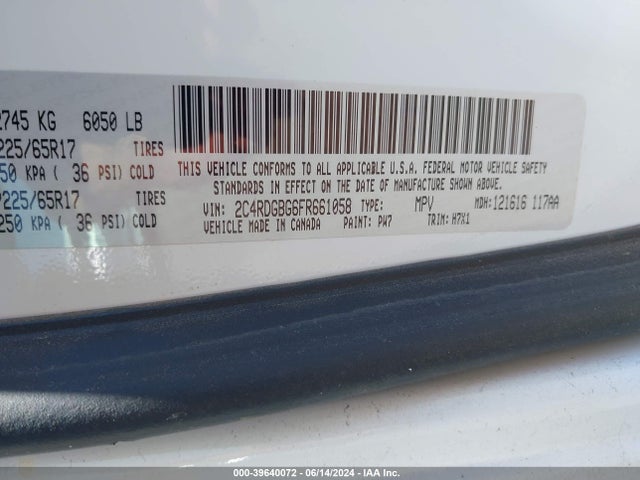 Dodge Grand Caravan Se 2015 2C4RDGBG6FR661058 Image 9