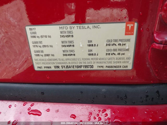 5YJSA1E16HF199730 Tesla Model S 60/75