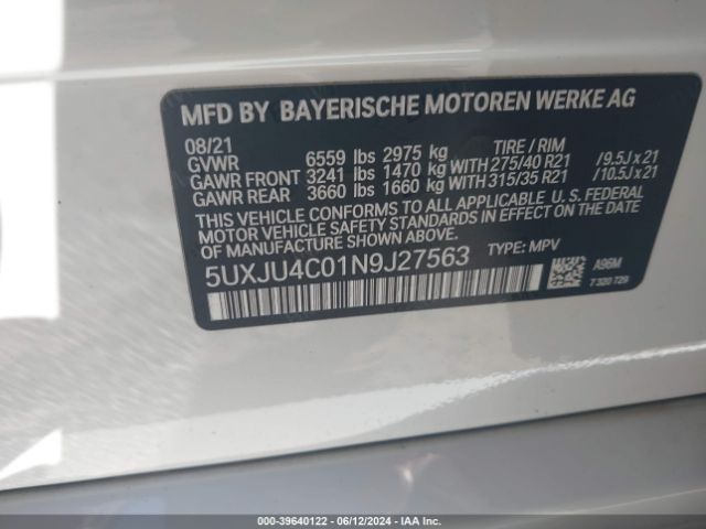5UXJU4C01N9J27563 BMW X5 M50i