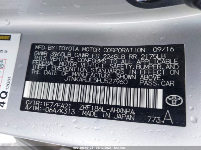 JTNKARJE5HJ527960 Toyota COROLLA IM