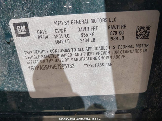 Chevrolet Cruze Ls Auto 2014 1G1PA5SH9E7295733 Image 9