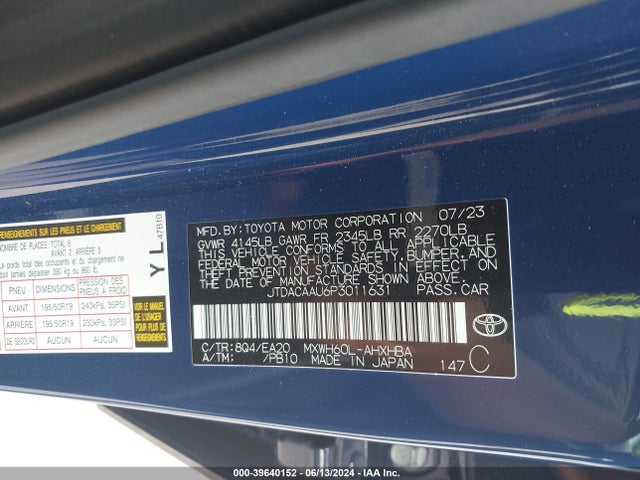 JTDACAAU6P3011631 Toyota Prius Limited