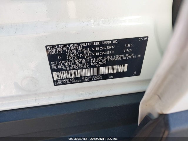 Toyota Rav4 Xle 2019 2T3P1RFV0KC031672 Image 9