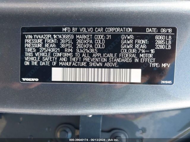 YV4A22PL1K1436859 Volvo Xc90 T6 Inscription