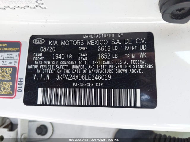 KIA RIO LX 2020 3KPA24AD6LE346069 Image 9