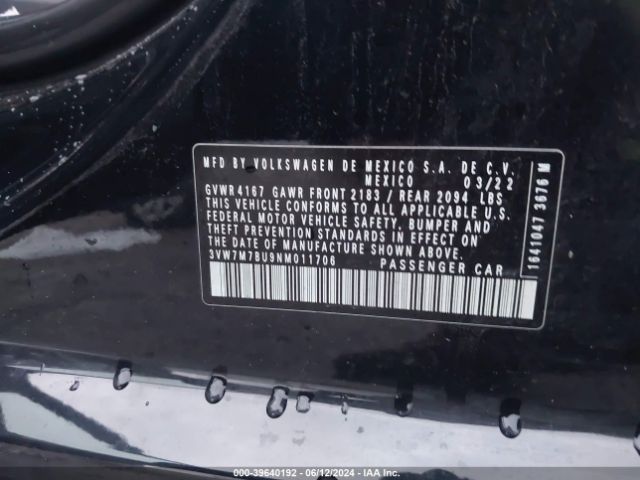 3VW7M7BU9NM011706 Volkswagen Jetta 1.5t Se
