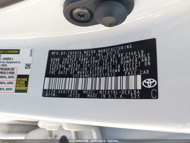 Toyota COROLLA LE 2023 5YFB4MDE0PP017813 Image 9