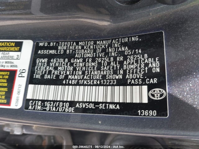Toyota CAMRY LE 2014 4T4BF1FK5ER413233 Image 9