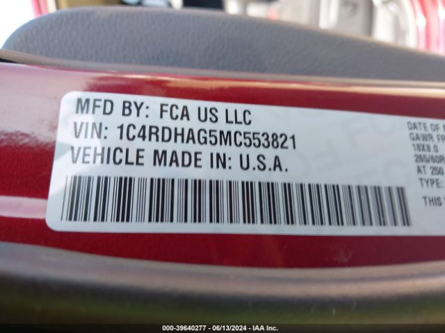 1C4RDHAG5MC553821 Dodge Durango Sxt Plus Rwd