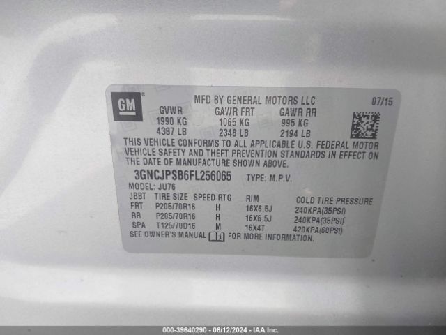3GNCJPSB6FL256065 Chevrolet Trax 1ls