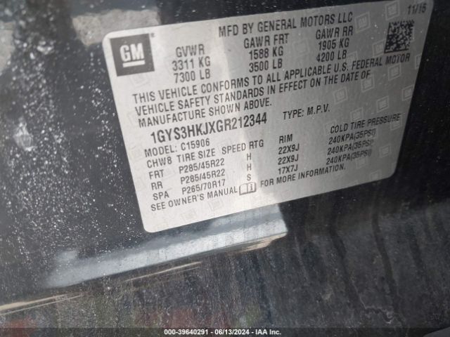 1GYS3HKJXGR212344 Cadillac Escalade Esv Luxury Collection