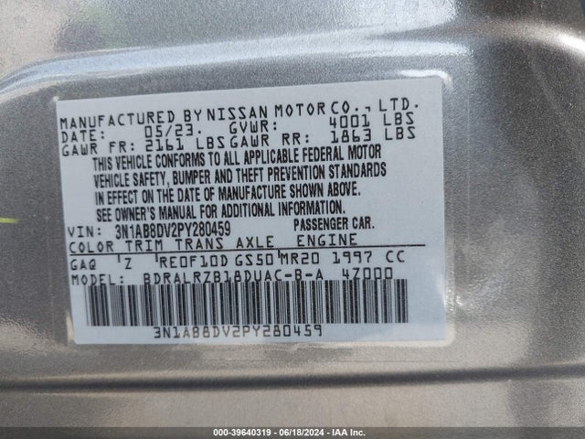 Nissan Sentra Sr Xtronic Cvt 2023 3N1AB8DV2PY280459 Image 9