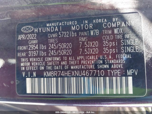KM8R74HEXNU467710 Hyundai Palisade Calligraphy