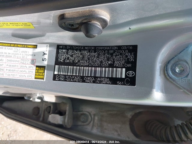 Toyota Prius Two 2016 JTDKBRFU7G3011233 Image 9