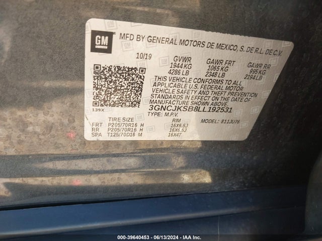 Chevrolet Trax Fwd Ls 2020 3GNCJKSB8LL192531 Image 9
