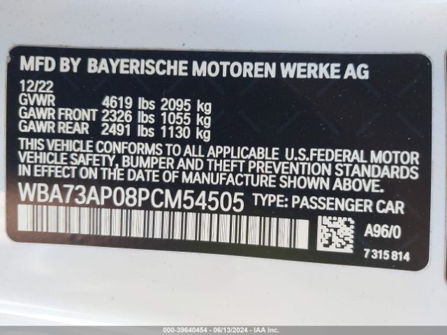WBA73AP08PCM54505 BMW 430i Xdrive