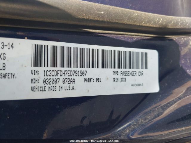 1C3CDFDH7ED791507 Dodge Dart Aero