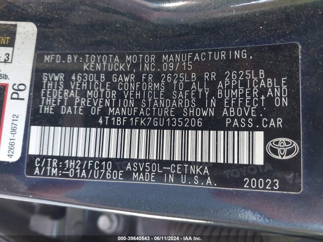 Toyota CAMRY LE 2016 4T1BF1FK7GU135206 Image 9