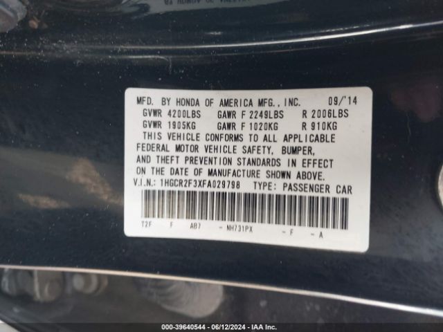 1HGCR2F3XFA029798 Honda ACCORD LX