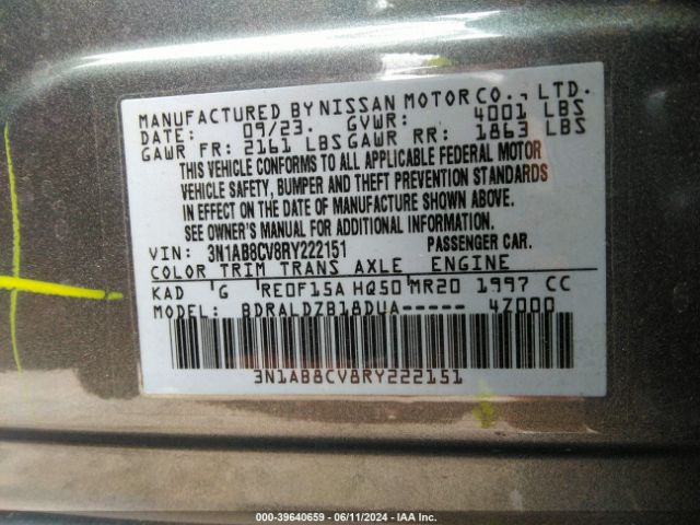 3N1AB8CV8RY222151 Nissan Sentra Sv Xtronic Cvt