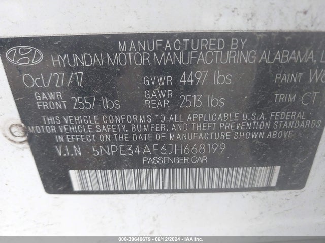 Hyundai SONATA SEL 2018 5NPE34AF6JH668199 Image 9