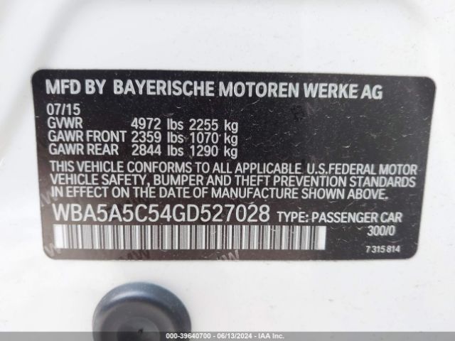 WBA5A5C54GD527028 BMW 528I