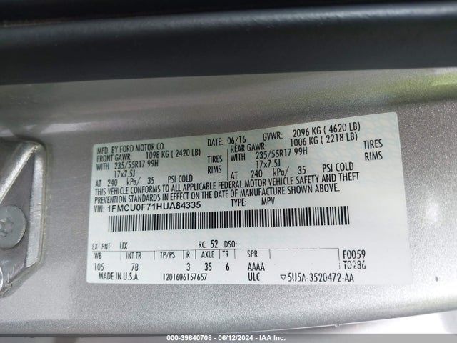 Ford ESCAPE S 2017 1FMCU0F71HUA84335 Image 9