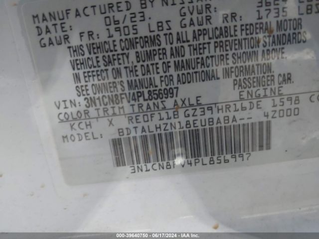 3N1CN8FV4PL856997 Nissan Versa 1.6 Sr Xtronic Cvt
