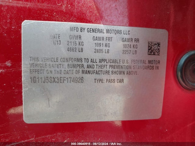 Chevrolet Malibu 2lz 2014 1G11J5SX3EF174926 Image 9