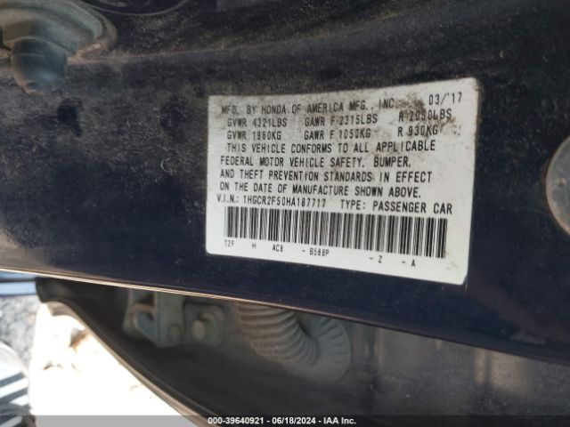 1HGCR2F50HA187717 Honda Accord Sport