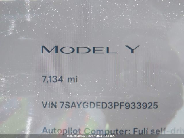 7SAYGDED3PF933925 Tesla Model Y Rwd