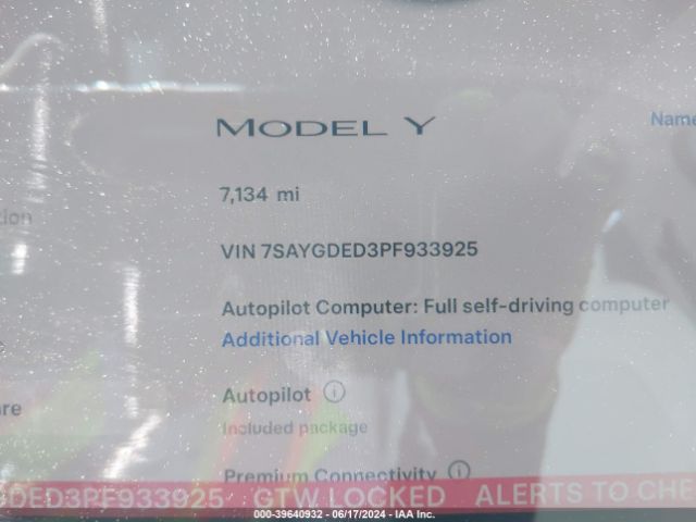 7SAYGDED3PF933925 Tesla Model Y Rwd
