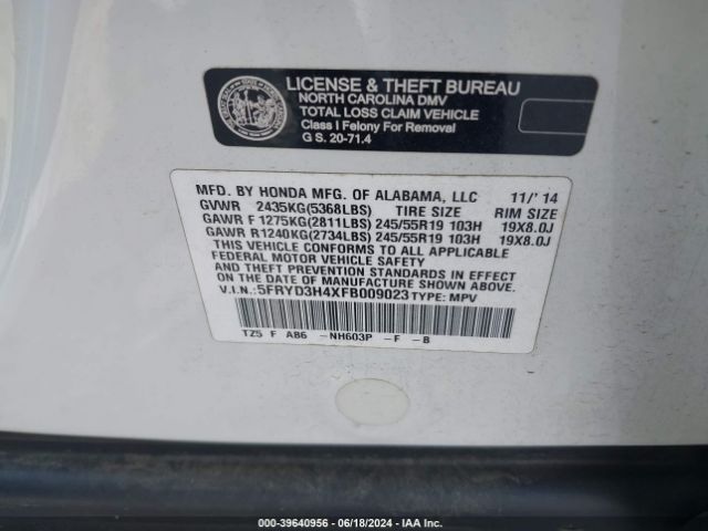 5FRYD3H4XFB009023 Acura Mdx Technology Package