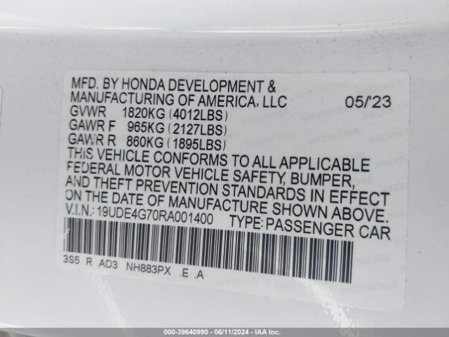 19UDE4G70RA001400 Acura Integra A-spec Technology Package