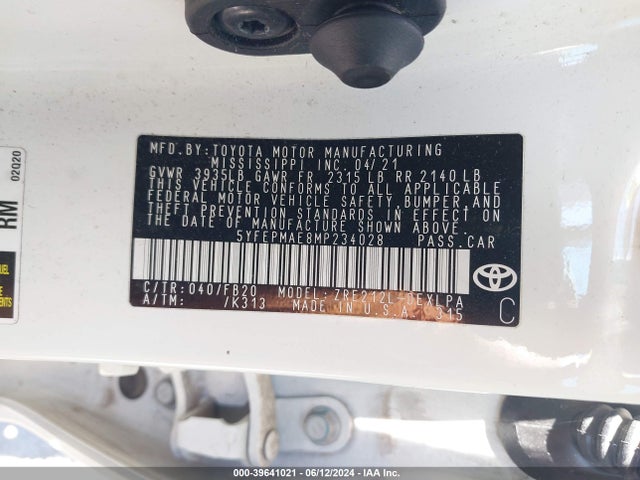 Toyota COROLLA LE 2021 5YFEPMAE8MP234028 Image 9