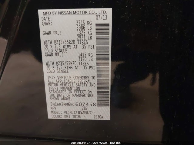 Nissan Pathfinder Platinum 2014 5N1AR2MM6EC607458 Image 9