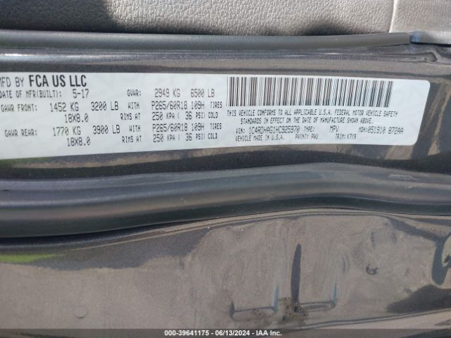 1C4RDHAG1HC925970 Dodge Durango Sxt Rwd
