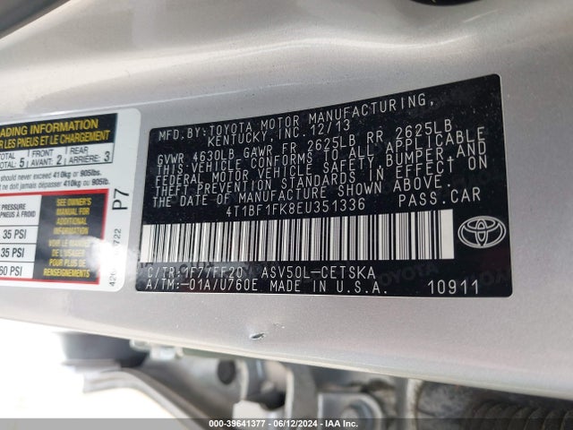 Toyota CAMRY SE 2014 4T1BF1FK8EU351336 Image 9