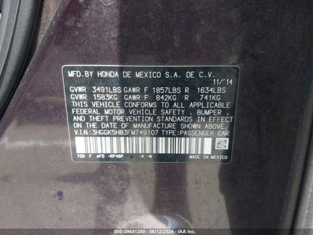 3HGGK5H83FM749107 Honda Fit Ex/ex-l