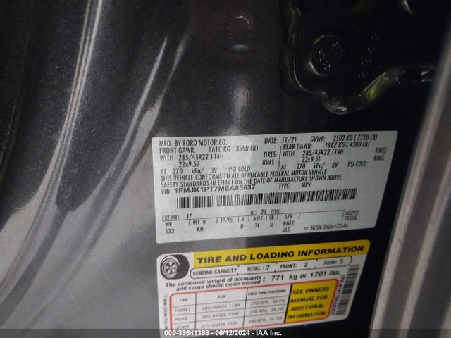 Ford Expedition King Ranch Max 2021 1FMJK1PT7MEA85637 Image 9